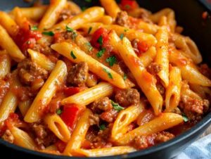 Creamy jollof pasta recipe made with Sedeli Foods Jollof Sauce
